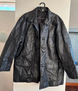 Giacca pelle nera vintage oversize