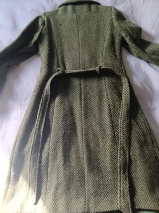 Abrigo largo paño verde talla 38