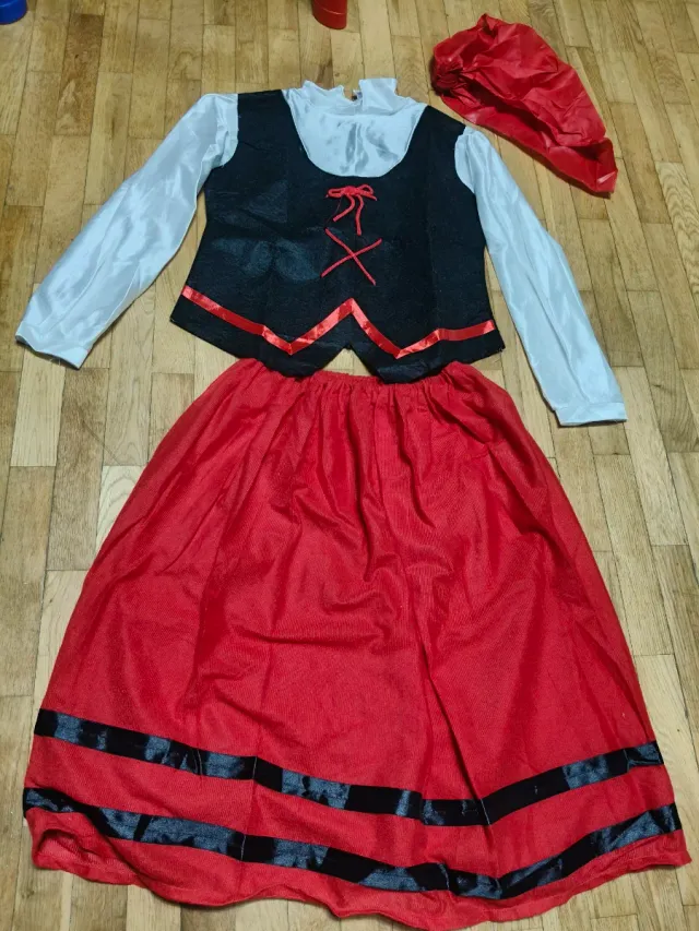 Disfraz Pastora Infantil Rojo y Negro