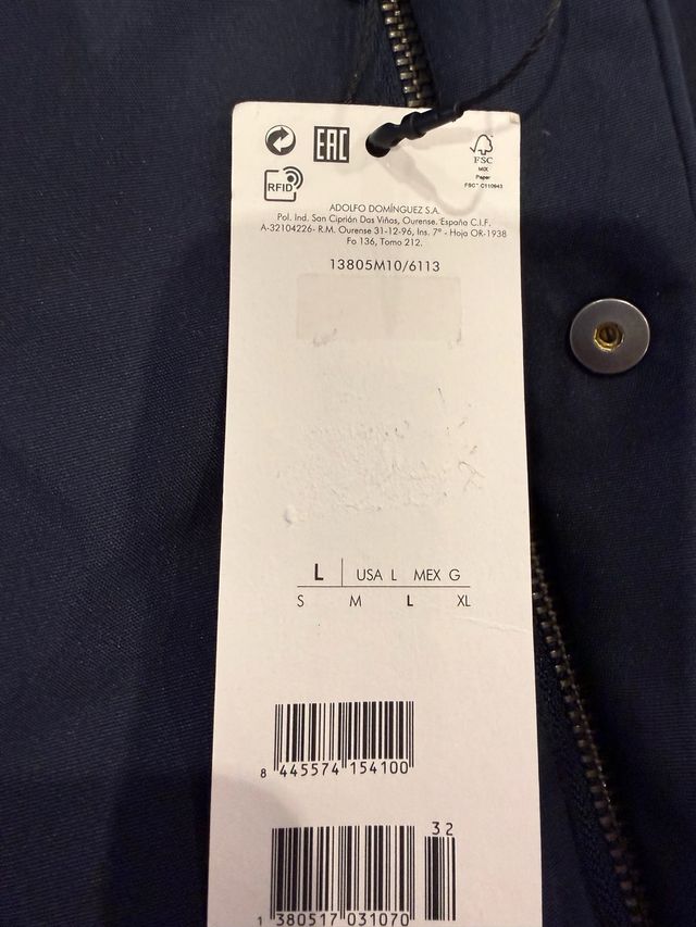 Chaquetón Adolfo Domínguez Azul Talla L