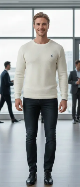 Jersey Polo Ralph Lauren Crema Talla M/L