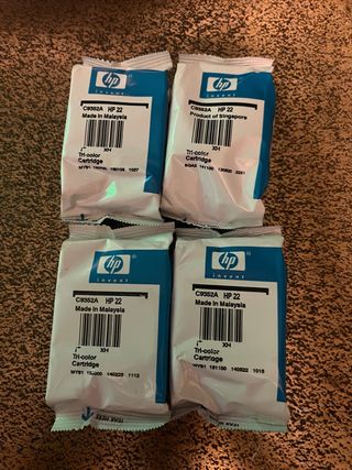 4 Cartuchos Tinta HP 22 Tri-color Originales