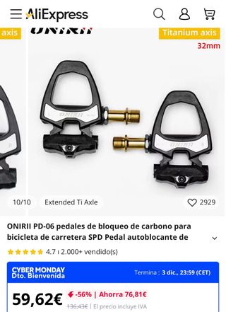 Pedales ONIRII Carbono Eje Titanio 32mm