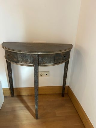 Tavolo consolle mezzaluna in metallo grigio