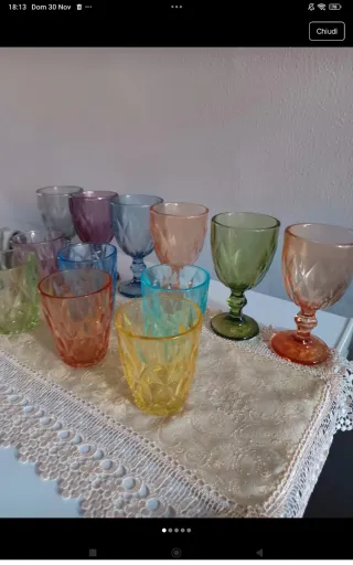 Set 12 Calici e Bicchieri Vetro Colorati