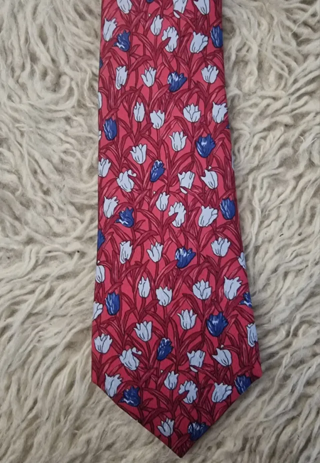 Cravatta 100% Seta Fantasia Floreale Hermes