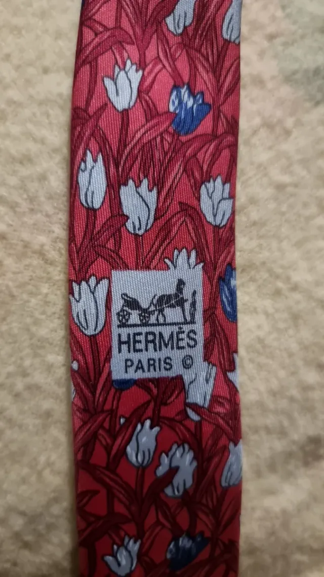 Cravatta 100% Seta Fantasia Floreale Hermes