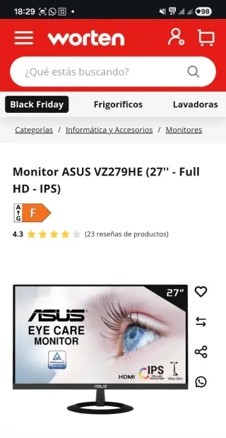 Monitor ASUS 27 Full HD IPS