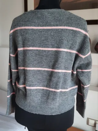 Jersey H&M rayas gris y rosa