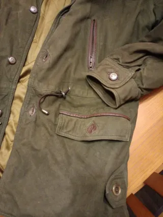 Chaqueta Ante Piel Hombre Marrón Verde