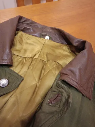 Chaqueta Ante Piel Hombre Marrón Verde