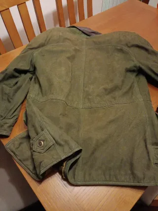 Chaqueta Ante Piel Hombre Marrón Verde