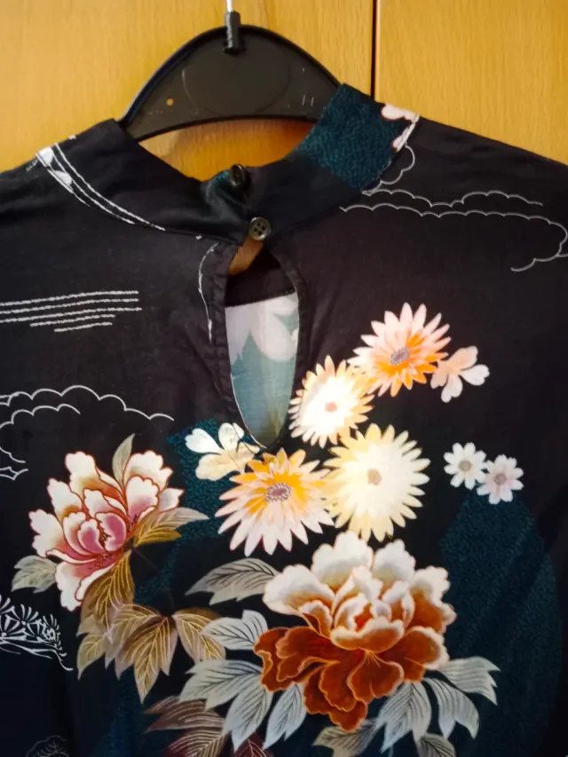 Vestido Zara floral negro multicolor