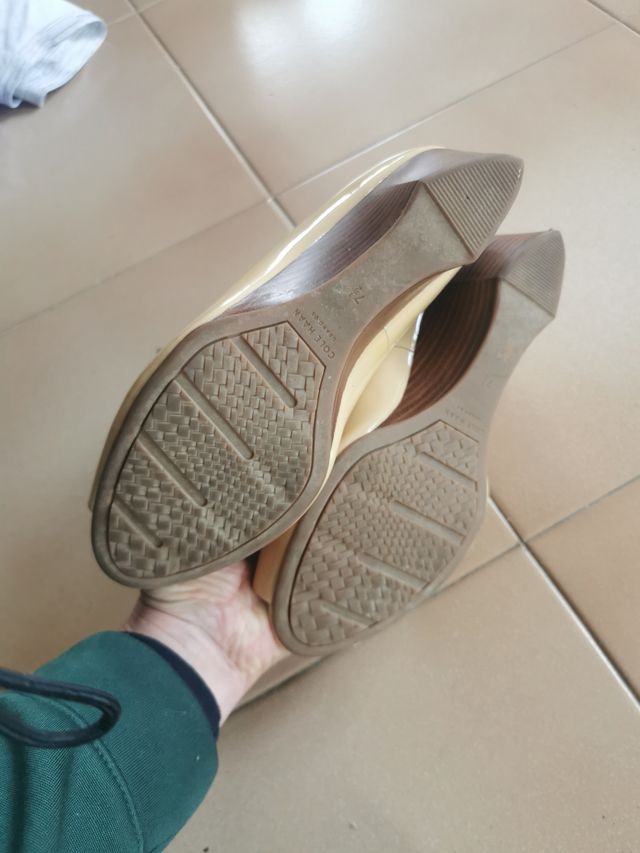 Cole Haan Zapatos Tacón Cuña Punta Abierta Beige