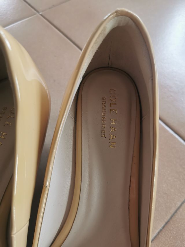 Cole Haan Zapatos Tacón Cuña Punta Abierta Beige
