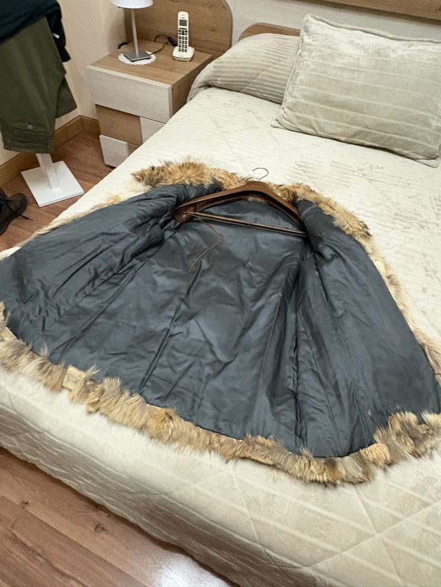 Abrigo Piel Sintética Beige/Marrón Talla Única