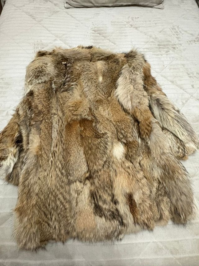 Abrigo Piel Sintética Beige/Marrón Talla Única