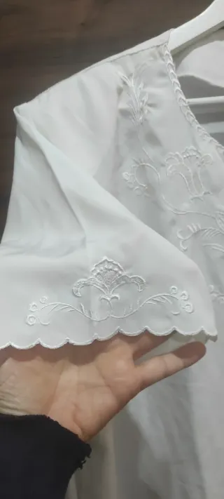Camisa efecto seda blanca Manga corta mujer