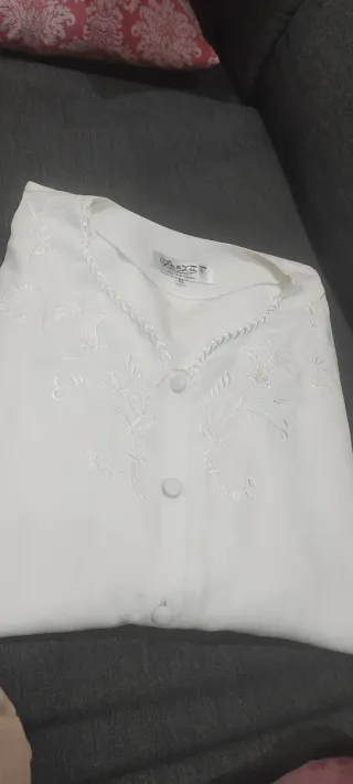 Camisa efecto seda blanca Manga corta mujer