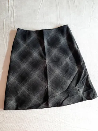 Falda Caroll cuadros gris y negro