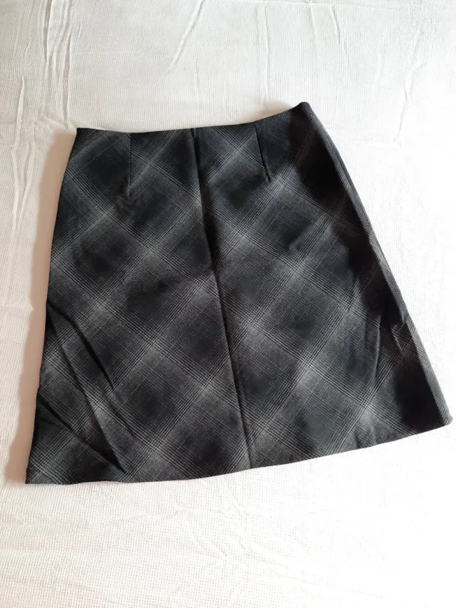 Falda Caroll cuadros gris y negro