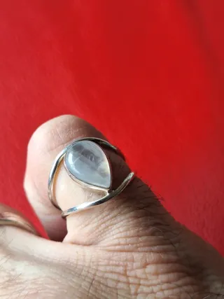 Anillo artesano Plata 925 con Piedra Blanca