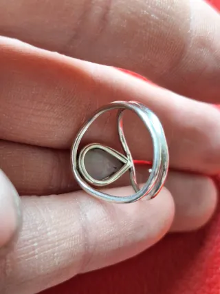 Anillo artesano Plata 925 con Piedra Blanca