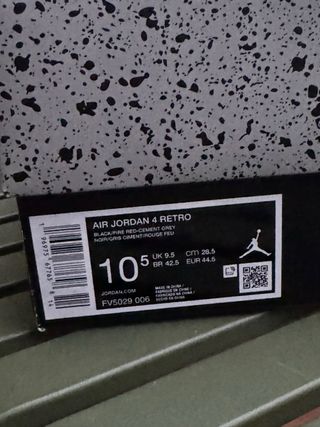 Jordan 4 Bred Reimagined FV5029 006 Talla 44.5