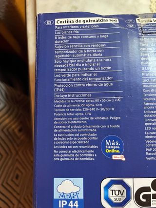 Cortina Luces LED Copos Nieve Blanca Fría