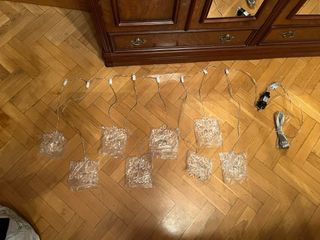 Cortina Luces LED Copos Nieve Blanca Fría