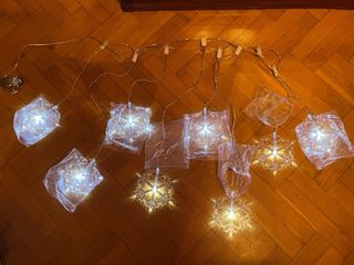 Cortina Luces LED Copos Nieve Blanca Fría