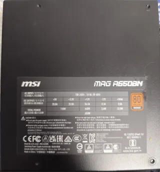 Fuente Alimentación MSI 650W 80 Plus Bronze