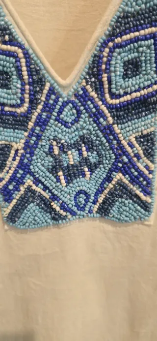 Blusa de mujer Beige y Azul Talla XL.