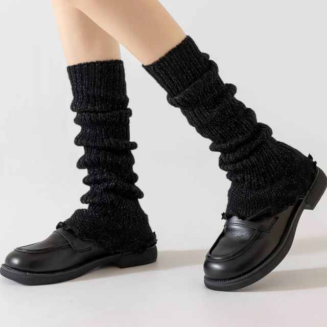 Calentadores de lana negros mujer