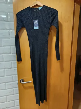 Vestido Negro Brillante Talla XS