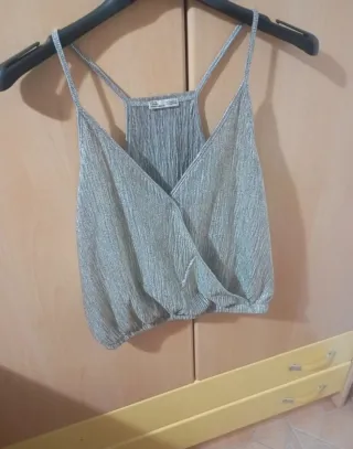 Top Zara brillante  plateado
