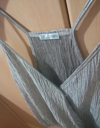 Top Zara brillante  plateado