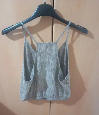 Top Zara brillante  plateado