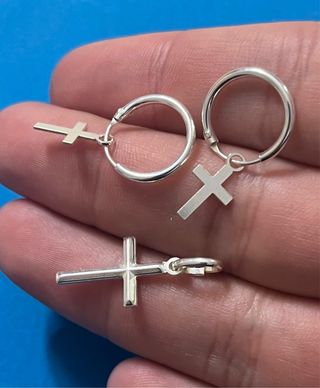 Elegante Conjunto Cruz Plata De Ley 925