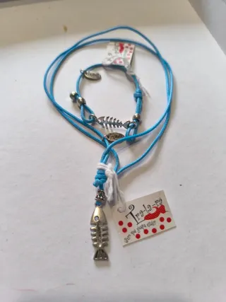 Conjunto collar y pulsera pez azul