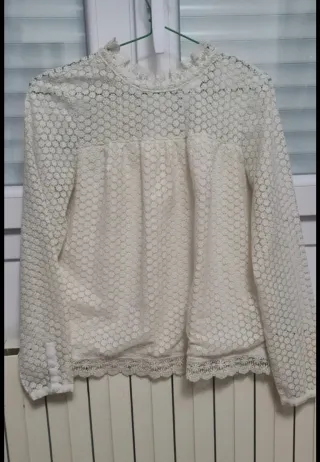 Blusa Romántica Encaje Crudo La Redoute