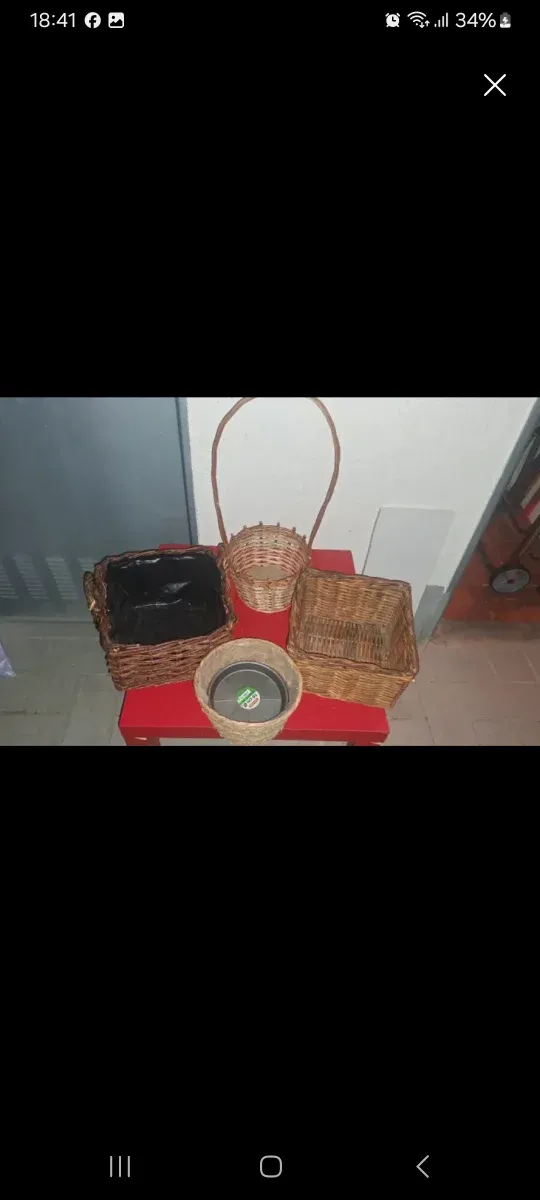 Conjunto 4 cestas mimbre como nuevas