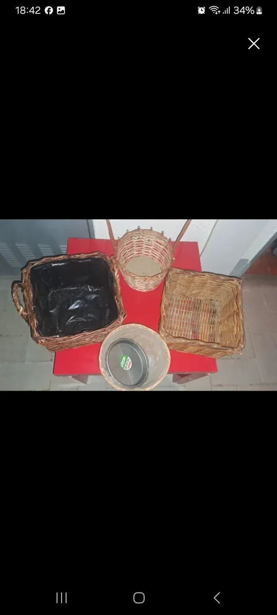 Conjunto 4 cestas mimbre como nuevas