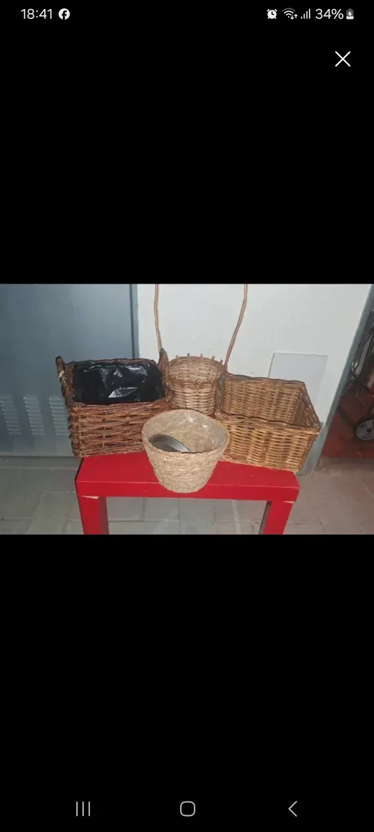 Conjunto 4 cestas mimbre como nuevas
