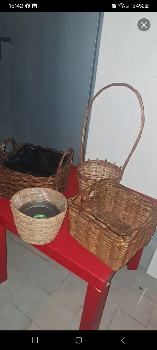 Conjunto 4 cestas mimbre como nuevas