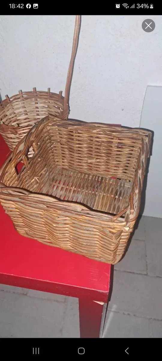 Conjunto 4 cestas mimbre como nuevas