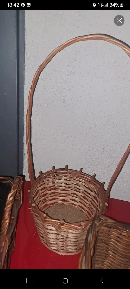 Conjunto 4 cestas mimbre como nuevas