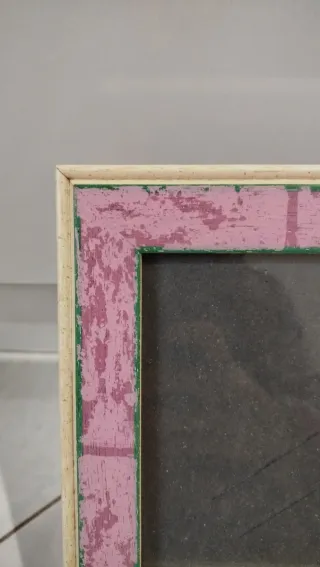 Cornice portafoto legno beige e rosa