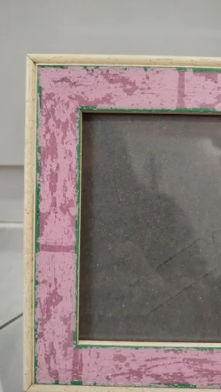 Cornice portafoto legno beige e rosa