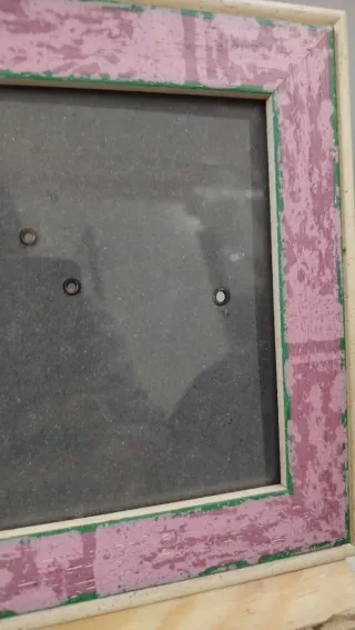 Cornice portafoto legno beige e rosa